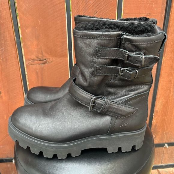 Ross & SNOW Lucky Leather Moto Boot Shearling size 9 - Picture 5 of 7